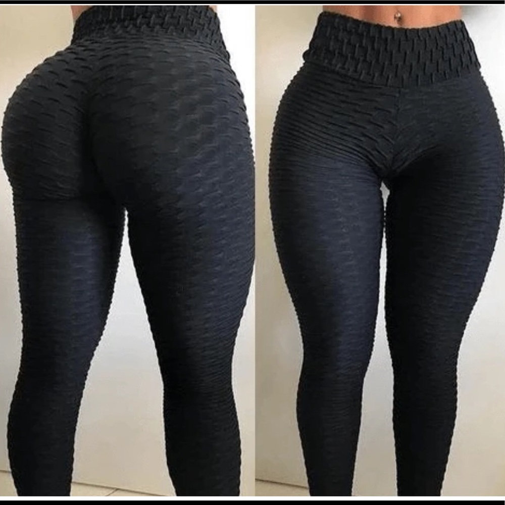 Black Leggings Ruched Butt Size Large